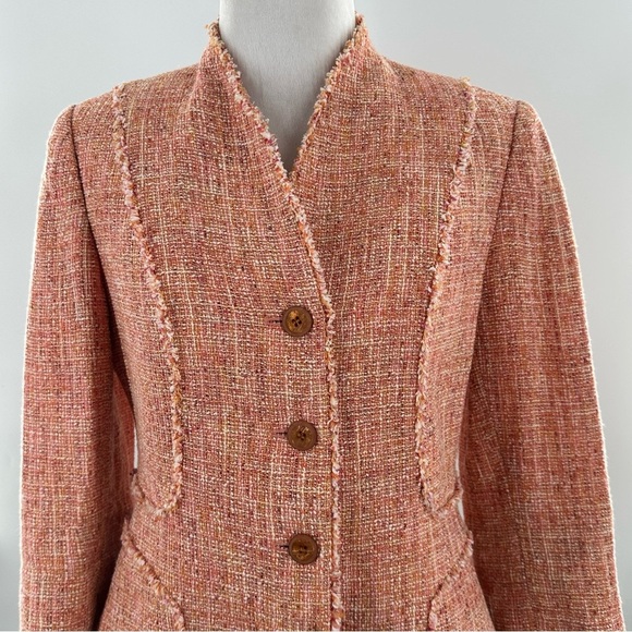 Kasper womens blazer size 2p coral tweed old money - Picture 3 of 11